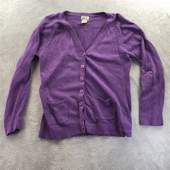 L.L.Bean Womens Cardigan Sweater Small Long Sleeve Button-Up V-Neck Knit Casual - Picture 14 of 15